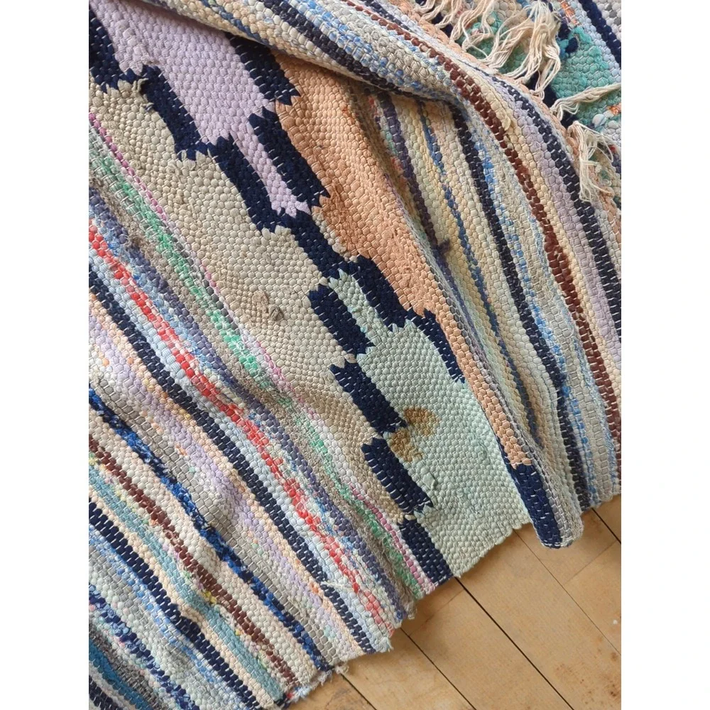 Antique Imported Swedish HandMade Rag Rug Runner (42 x 115 inches ) LARGE!!‎